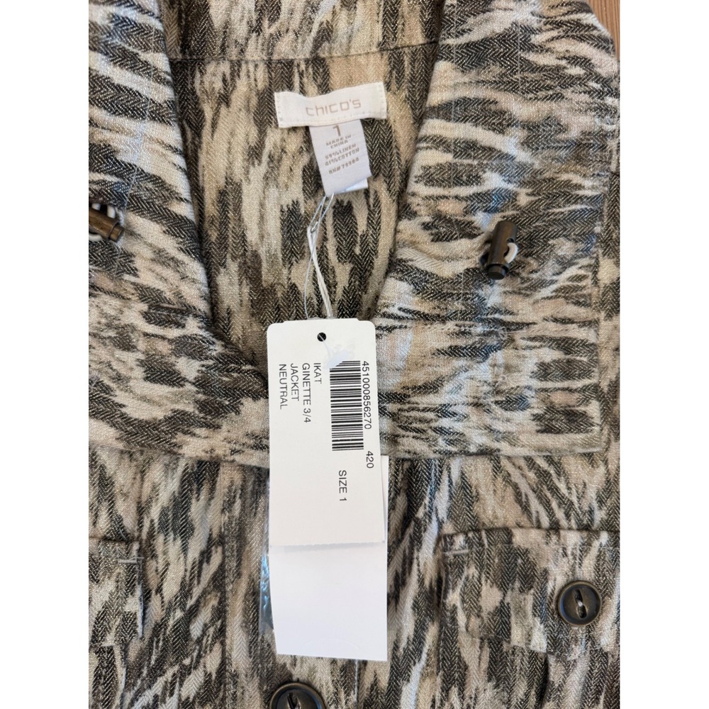 Chicos Utility Jacket Drawstring Waist Metallic L… - image 4